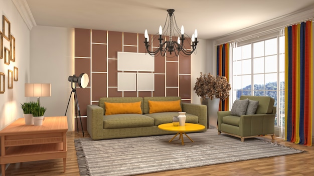 Illustration of the living room interior