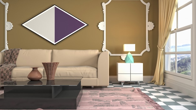 Illustration of the living room interior