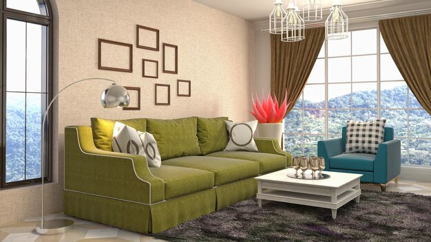 Illustration of the living room interior