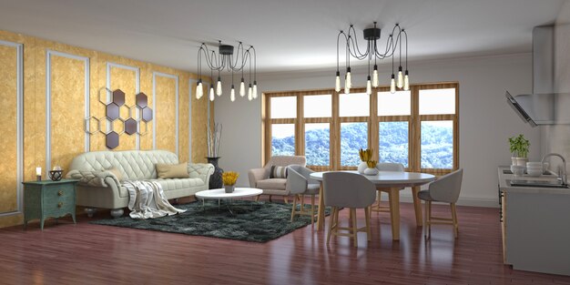 Illustration of the living room interior