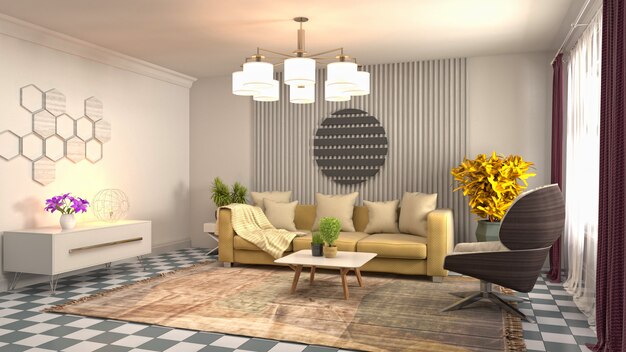 Illustration of the living room interior