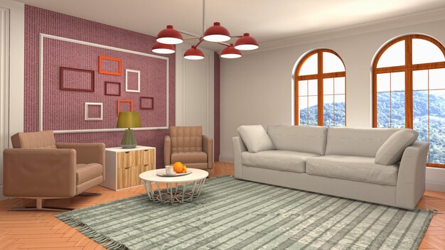 Illustration of the living room interior