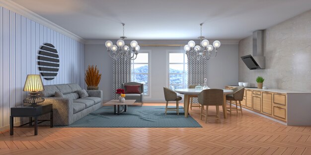 Illustration of the living room interior