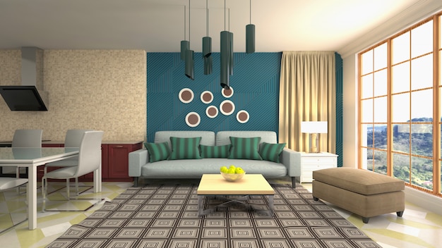 Illustration of the living room interior