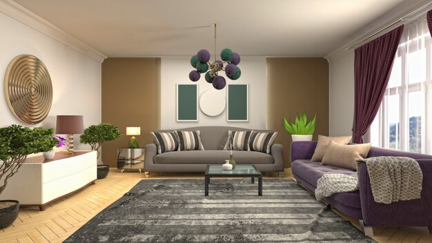 Illustration of the living room interior