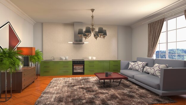 Illustration of the living room interior