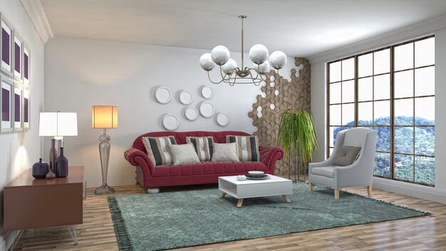 Illustration of the living room interior