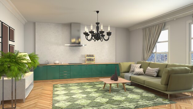 Illustration of the living room interior