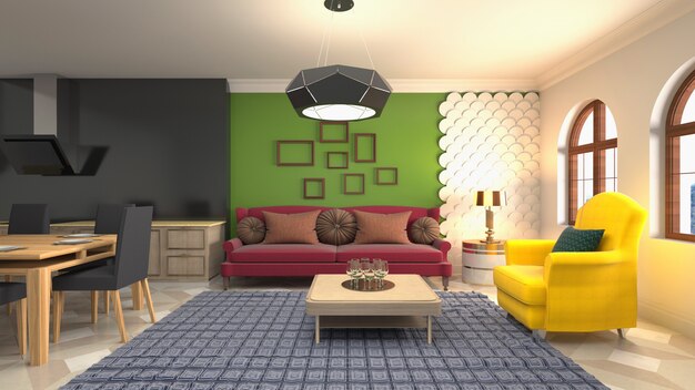 Illustration of the living room interior