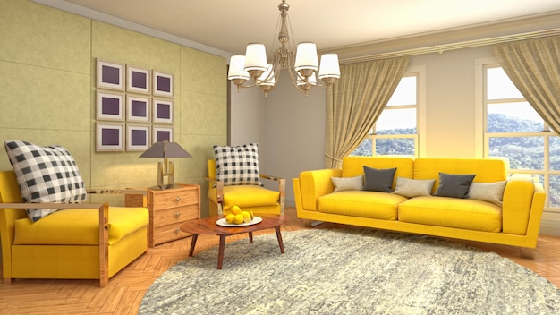 Illustration of the living room interior