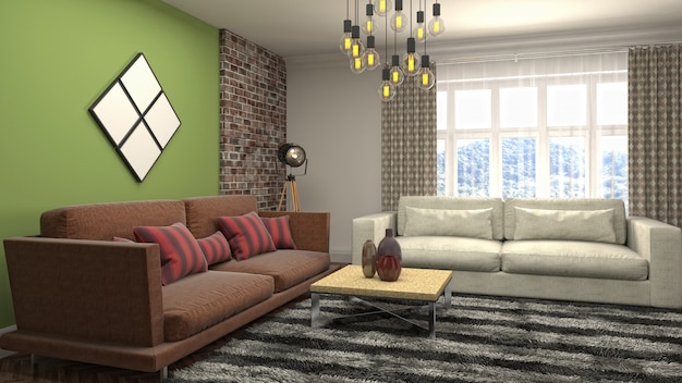 Illustration of the living room interior