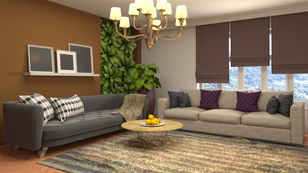 Illustration of the living room interior