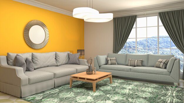 Illustration of the living room interior