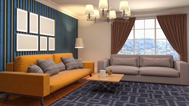 Illustration of the living room interior