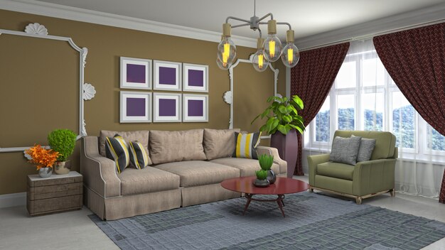 Illustration of the living room interior