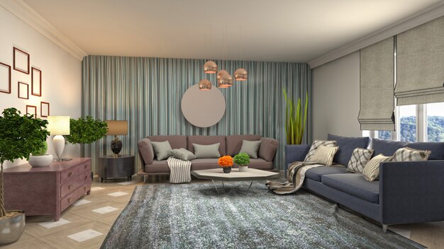 Illustration of the living room interior