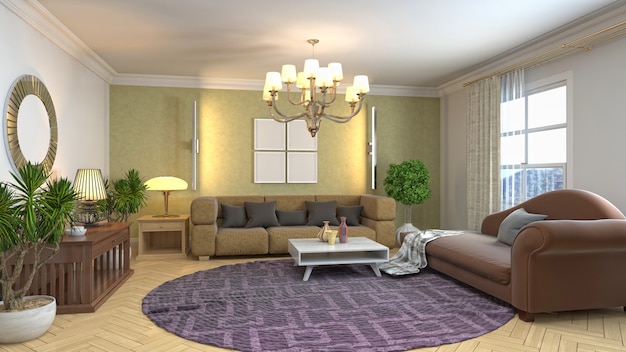 Illustration of the living room interior