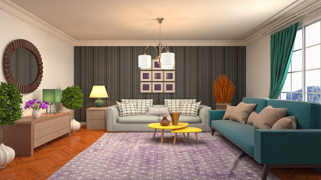 Illustration of the living room interior