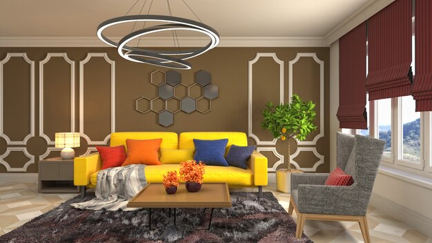 Illustration of the living room interior