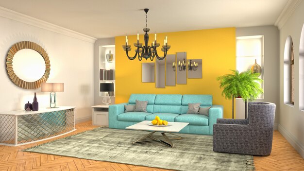 Illustration of the living room interior