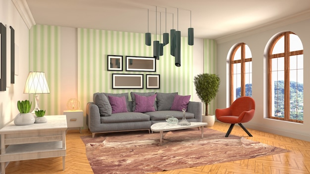 Illustration of the living room interior