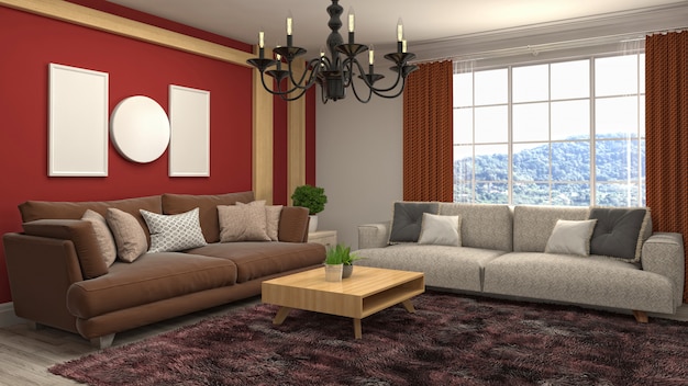 Illustration of the living room interior