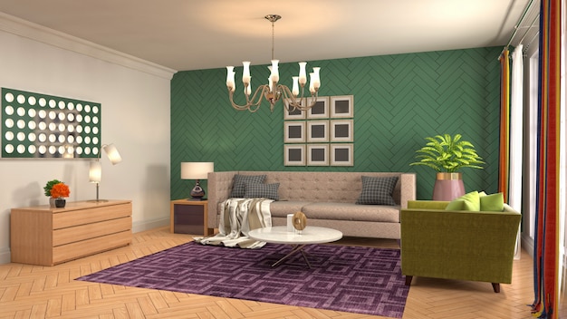 Illustration of the living room interior