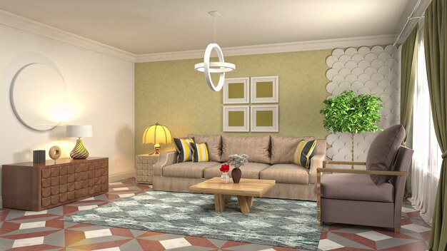 Illustration of the living room interior