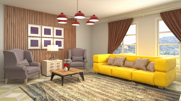 Illustration of the living room interior