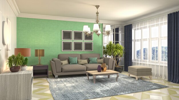 Illustration of the living room interior