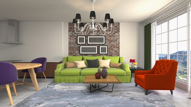 Illustration of the living room interior