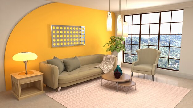 Illustration of the living room interior