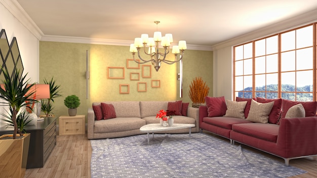 Illustration of the living room interior