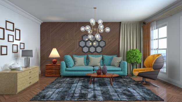 Illustration of the living room interior