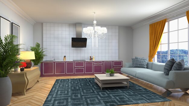 Illustration of the living room interior