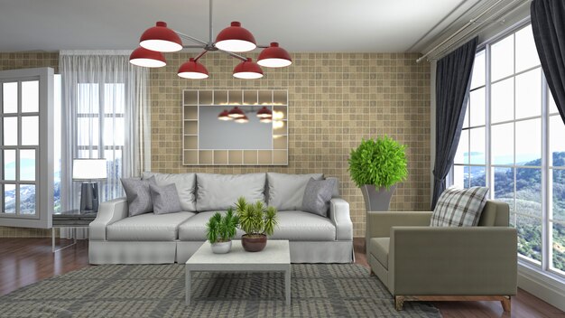 Illustration of the living room interior