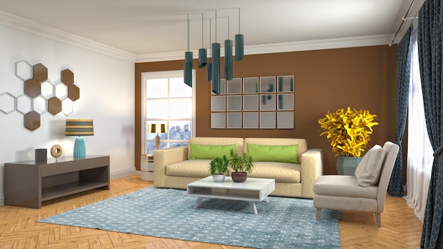 Illustration of the living room interior