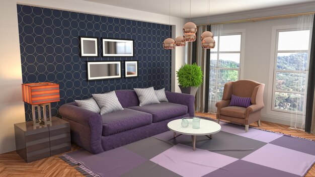 Illustration of the living room interior