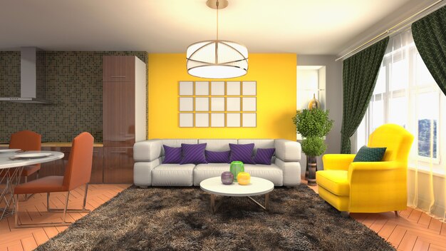 Illustration of the living room interior