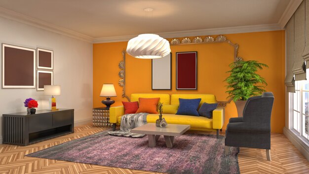 Illustration of the living room interior