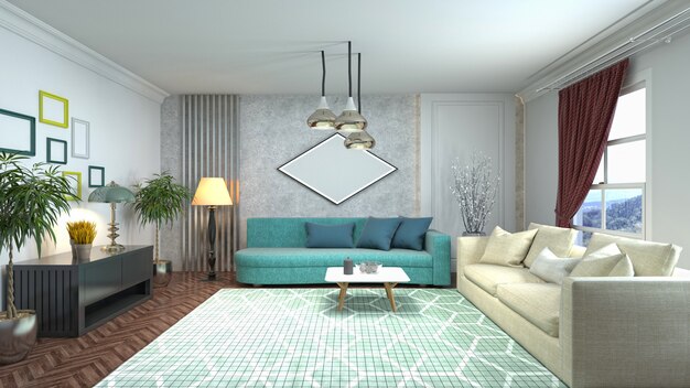 Illustration of the living room interior