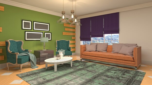 Illustration of the living room interior