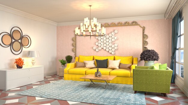 Illustration of the living room interior