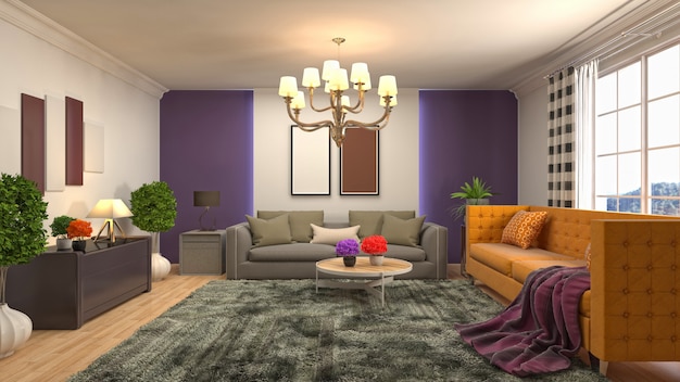 Illustration of the living room interior