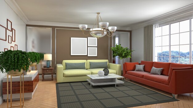 Illustration of the living room interior