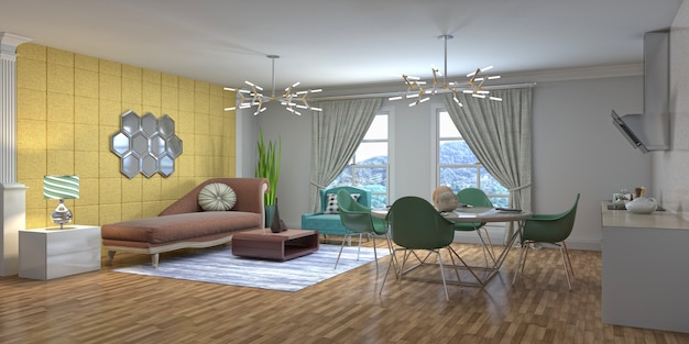 Illustration of the living room interior