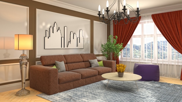 Illustration of the living room interior