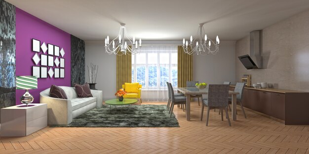 Illustration of the living room interior