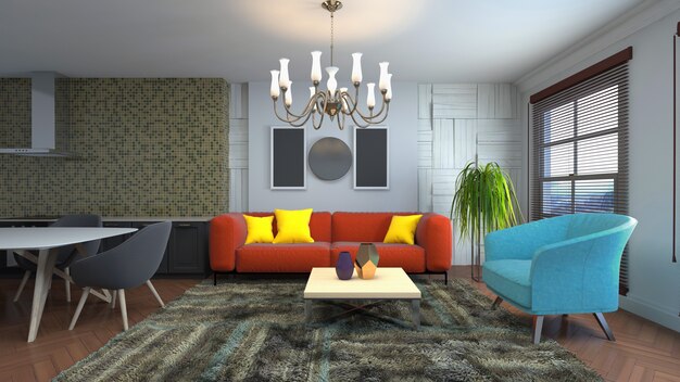 Illustration of the living room interior