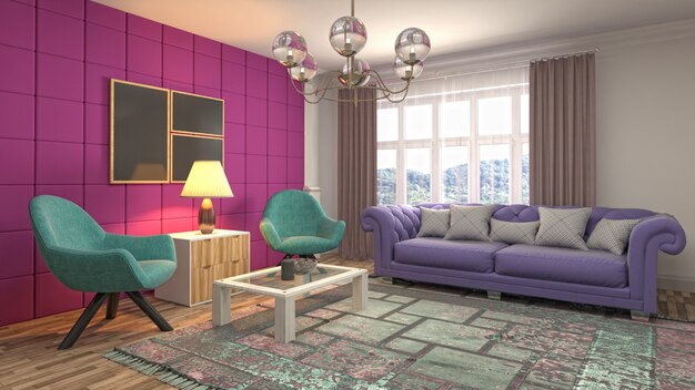 Illustration of the living room interior